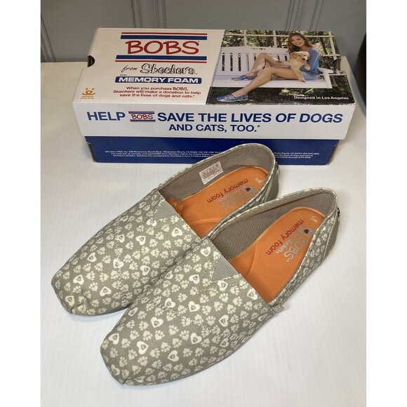 BOBS from Skechers Plush Finger Paint Slip On Shoes Taupe Canvas 31327 Womens 10 - Picture 1 of 13
